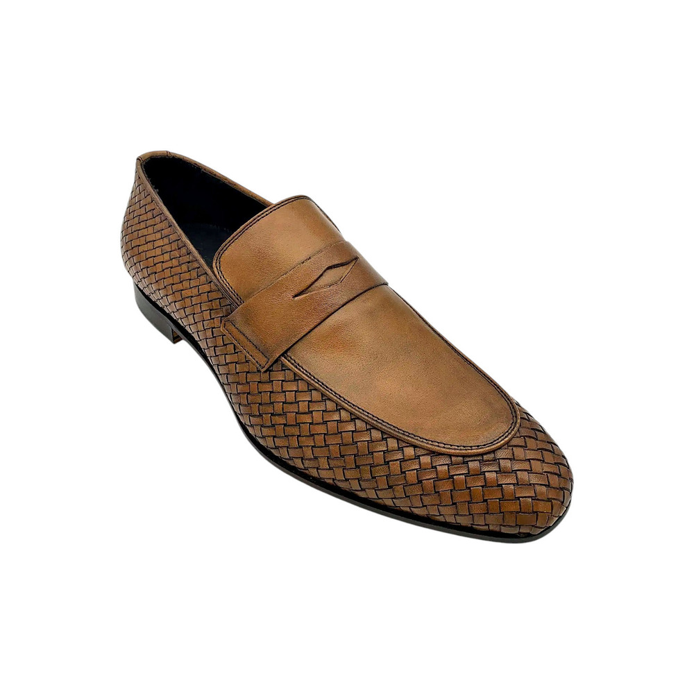Massimo Matteo Ponte Men's Vecchio Woven Loafers Cuoio - Medium